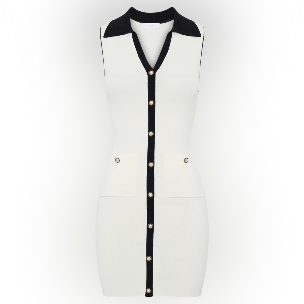 MESHKI VERUKA Collared Knit Mini Dress XXS